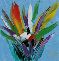 Flowers by Pro Hart, Oil on Card, sold Jul 2025