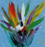 Pro Hart, Flowers, Oil on Card