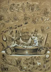 Thomas Midwood, Caricatures of Notable Tasmanians, c.1886, Subjects include Cascade Brewery, Mercury newspaper, Tamania Gas Company, Federation Petition, Hobart Corporation Reserve etc