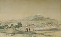 John Skinner Prout, Hobart Town from the Government Paddock, 1844, Hand Coloured Lithograph