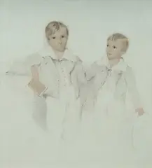 Thomas Griffiths Wainewright, Portrait of Two Boys, Pencil & Wash