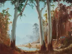 Kevin Best, Tall Gums and Bullock Train, Oil on Canvas