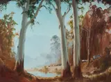 Kevin Best, Tall Gums and Bullock Train, Oil on Canvas