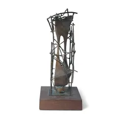 Kenneth Raffe, Untitled Abstract Sculpture in Copper and Wood