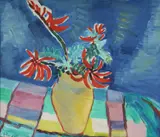 Elsa Mary Russell, Still Life with Coral Tree Flowers, Oil on Canvas on Board