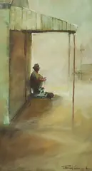 Peter Fennell, Old Friends / Hargreaves Pub, Gouache on Paper
