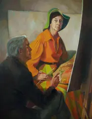Yve Close, Self Portrait and Joshua Smith, 1980, Oil on Board
