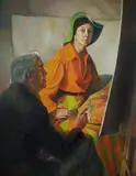 Yve Close, Self Portrait and Joshua Smith, 1980, Oil on Board