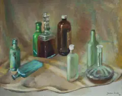 An Array of Bottles by Joshua Smith, 1991, Oil on Canvas on Board, offered Jul 2025