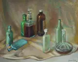 Joshua Smith, An Array of Bottles, 1991, Oil on Canvas on Board