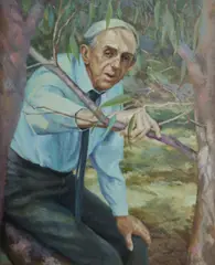 Yve Close, Portrait of Joshua Smith, 1985, Oil on Board