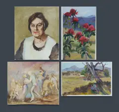 Joshua Smith, (4), 4 Unstretched Paintings on Canvas