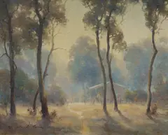 Ramon Ward-Thompson, Tractor Shed near Welby, NSW, Oil on Canvas on Board