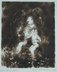 David Boyd, Angel with Children, 1972, Monochrome Print on Fabric 11/20