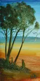 Pro Hart, Outback Landscape, Oil on Board