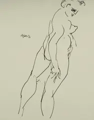 John Ogburn, Figure Study, 1986, Pen & Ink