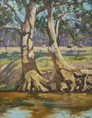 Ritchey Sealy, Gums by the Lachlan [River, NSW], Oil on Canvas on Board