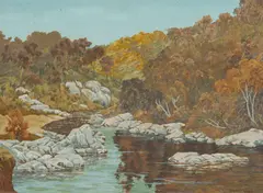 Rene Collot D'herbois, Rocky River, Oil on Card