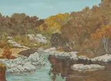 Rene Collot D'herbois, Rocky River, Oil on Card