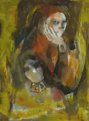 Judy Cassab, Double Portrait, Oil on Card