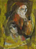 Judy Cassab, Double Portrait, Oil on Card