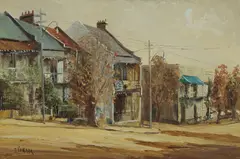 John Vander, Autumn at Paddington, Oil on Canvas on Board