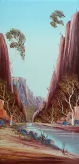 Henk Guth, Central Australian Gorge, Oil on Board
