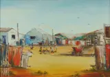 David Hart, Building the Billy Cart, Oil on Canvas