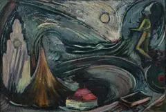 Oscar Edwards, The Flying Trapeze, Oil on Board