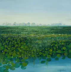 Colleen Parker, Waterlily Pond, Kakadu, Oil on Board