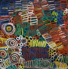 Minnie Pwerle, Awelye, Accompanied by photographs of the artist with the completed work