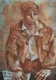 Donald Friend, The Recorder Player, Oil on Board
