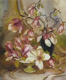 Adelaide Elizabeth Perry, Magnolias, Oil on Board