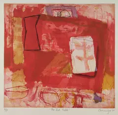 Elisabeth Cummings, The Red Table, 2001, Aquatint Etching A/P
