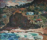 John D. Moore, Whale Beach, 1947, Oil on Canvas on Board