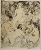 Norman Lindsay, The Argument, W/Clr, Ink & Charcoal