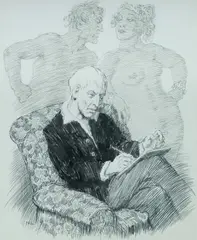Norman Lindsay, Self Portrait (Scribbling of an Idle Mind), 1965, Pen & Ink