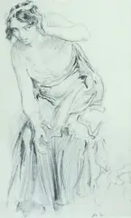 Study of a Maiden by Norman Lindsay, Pencil, sold May 2025