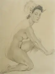 The Head-Dress by Norman Lindsay, c.1935, Pencil, sold May 2025