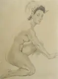 Norman Lindsay, The Head-Dress, c.1935, Pencil