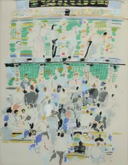 Ken Done, Trading Floor, 1985, Coloured Crayon/Pastel