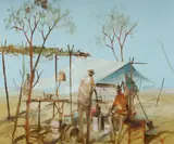Hugh Sawrey, The Opal Gouger's Shaft, Oil on Canvas