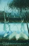 Pro Hart, Swamp Birds, Oil on Board