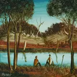 Pro Hart, Fishermen, Menindee [NSW], Oil on Board