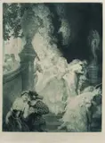 Norman Lindsay, Night's Garden, 1927, Etching, Aquatint, Engraving & Stipple 19/45