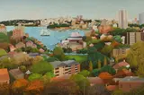 Ric Elliot, Sunset Over Port Jackson, Oil on Board
