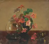 Alessie G Kane, Nasturtium and Glass Vase, Oil on Canvas on Board