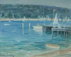 Dora Toovey, Saturday Afternoon at the Spit, Oil on Canvas on Board
