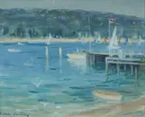 Dora Toovey, Saturday Afternoon at the Spit, Oil on Canvas on Board