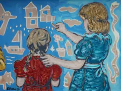 David Bromley, Children Drawing, Acrylic